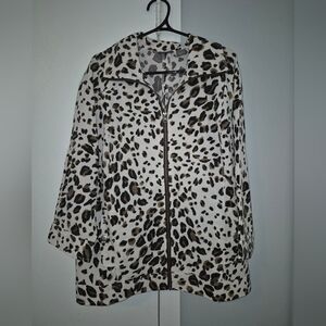 Additions By Chico's Size 2 (Large) Leopard Print Zip-Up Jacket